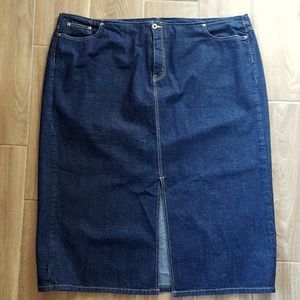 Jean Skirt with Front Slit and Back Pockets